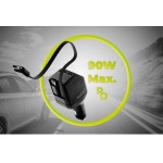 Mobile Origin 90W CA22 Ταχυφορτιστής αυτοκινήτου με 1xUSB-C/1xUSB-A θύρες & 2x ανασυρόμενα USB-C καλώδια 0.6μ. - ΜΑΥΡΟ - MO-90CCH-CA22