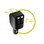 Mobile Origin 90W CA22 Ταχυφορτιστής αυτοκινήτου με 1xUSB-C/1xUSB-A θύρες & 2x ανασυρόμενα USB-C καλώδια 0.6μ. - ΜΑΥΡΟ - MO-90CCH-CA22