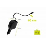 Mobile Origin 90W CA22 Ταχυφορτιστής αυτοκινήτου με 1xUSB-C/1xUSB-A θύρες & 2x ανασυρόμενα USB-C καλώδια 0.6μ. - ΜΑΥΡΟ - MO-90CCH-CA22