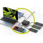 Mobile Origin GaN 140W Φορτιστής τοίχου-Hub PW12, 3x USB-C + 3x USB-A, EU/UK/US - ΜΑΥΡΟ - MO-CH140-PW12