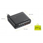 Mobile Origin GaN 140W Φορτιστής τοίχου-Hub PW12, 3x USB-C + 3x USB-A, EU/UK/US - ΜΑΥΡΟ - MO-CH140-PW12