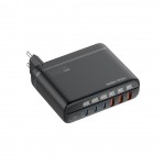 Mobile Origin GaN 140W Φορτιστής τοίχου-Hub PW12, 3x USB-C + 3x USB-A, EU/UK/US - ΜΑΥΡΟ - MO-CH140-PW12