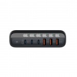 Mobile Origin GaN 140W Φορτιστής τοίχου-Hub PW12, 3x USB-C + 3x USB-A, EU/UK/US - ΜΑΥΡΟ - MO-CH140-PW12