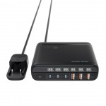Mobile Origin GaN 140W Φορτιστής τοίχου-Hub PW12, 3x USB-C + 3x USB-A, EU/UK/US - ΜΑΥΡΟ - MO-CH140-PW12