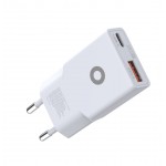 Mobile Origin Λεπτός Φορτιστής ταξιδίου τοίχου GaN 30W, UNIVERSAL, USB-A + USB-C, TUV MO16 - EU - ΛΕΥΚΟ - MO-GAN30W-MO16