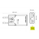Mobile Origin Λεπτός Φορτιστής ταξιδίου τοίχου GaN 30W, UNIVERSAL, USB-A + USB-C, TUV MO16 - EU - ΛΕΥΚΟ - MO-GAN30W-MO16