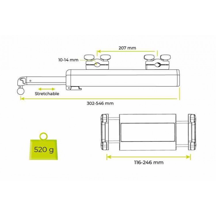 Mobile Origin CA17 Βάση αυτοκινήτου για Tablets/Smartphones 4.7"-12.9" με βραχίονα - ΜΑΥΡΟ - MO-TPMA-CA17