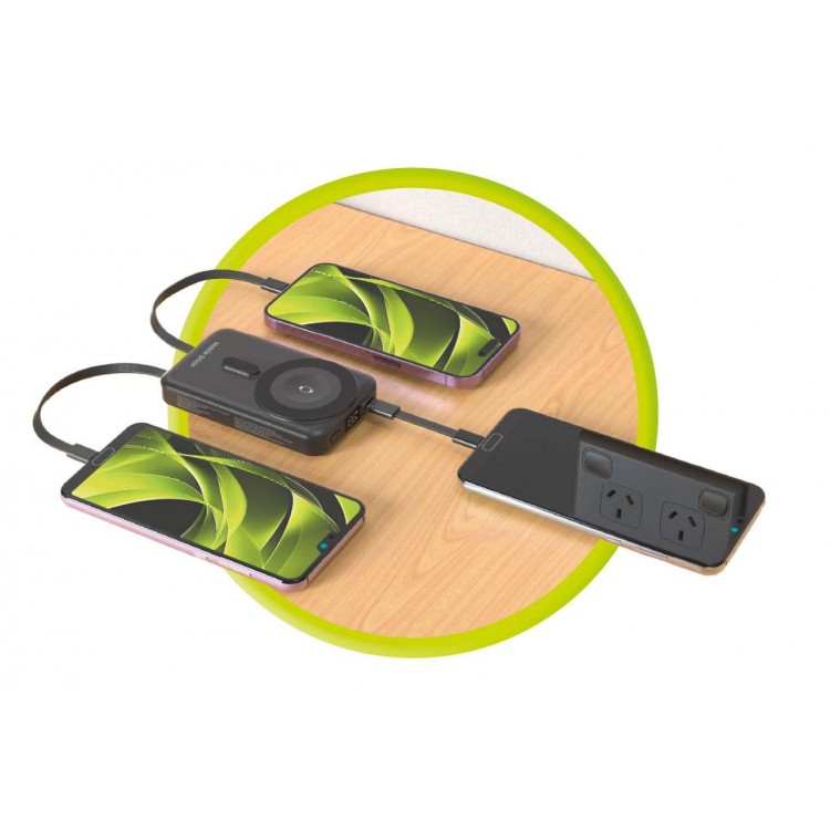 Mobile Origin Ασύρματος Φορτιστής MAGSAFE Powerbank 10.000mAh, με Lightning και USB-C καλώδιο, PB11 - ΜΑΥΡΟ - MO-WMP-PB11