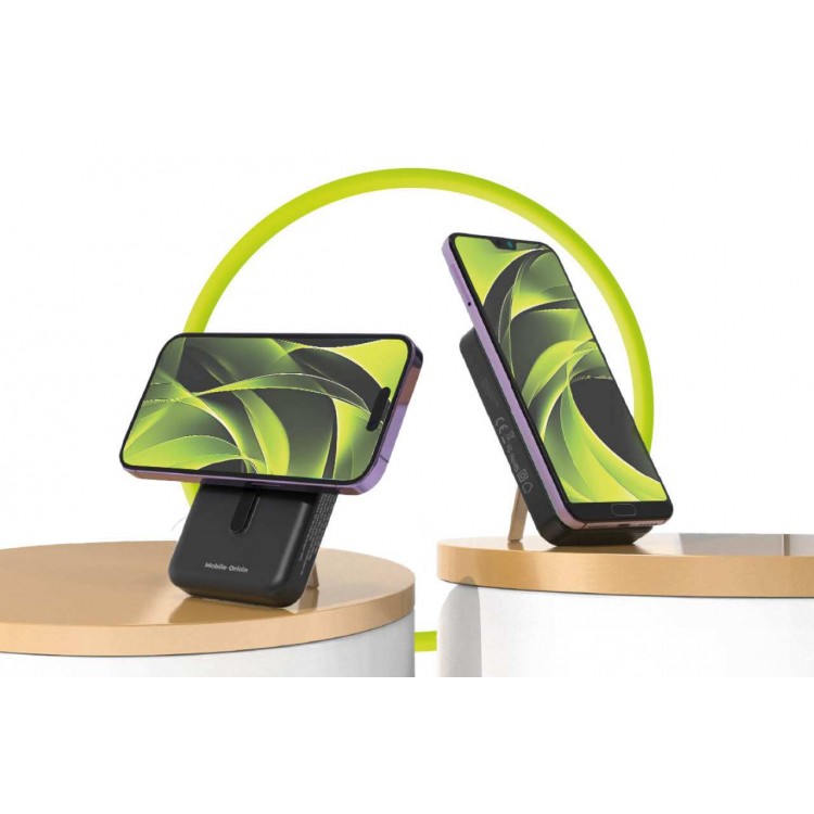 Mobile Origin Ασύρματος Φορτιστής MAGSAFE Powerbank 10.000mAh, με Lightning και USB-C καλώδιο, PB11 - ΜΑΥΡΟ - MO-WMP-PB11