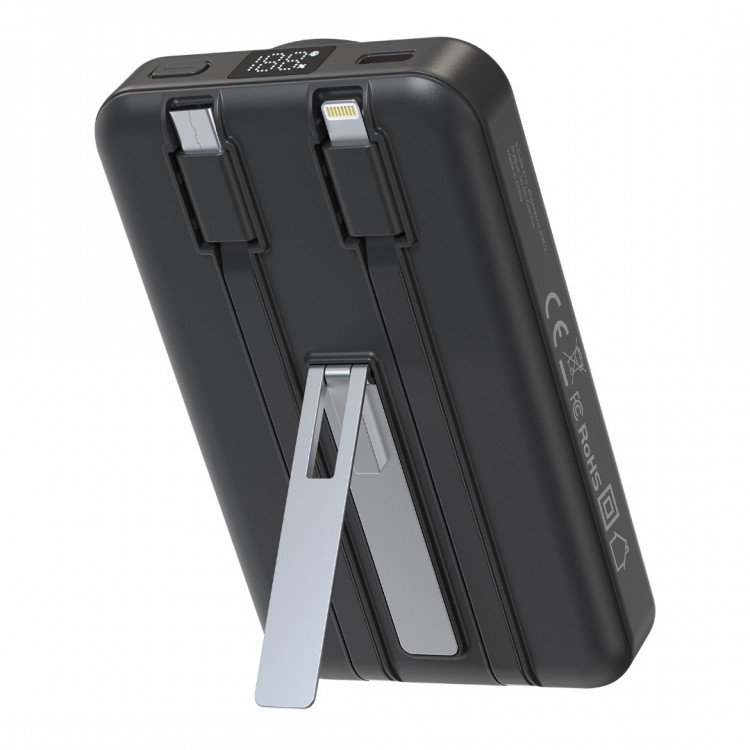 Mobile Origin Ασύρματος Φορτιστής MAGSAFE Powerbank 10.000mAh, με Lightning και USB-C καλώδιο, PB11 - ΜΑΥΡΟ - MO-WMP-PB11