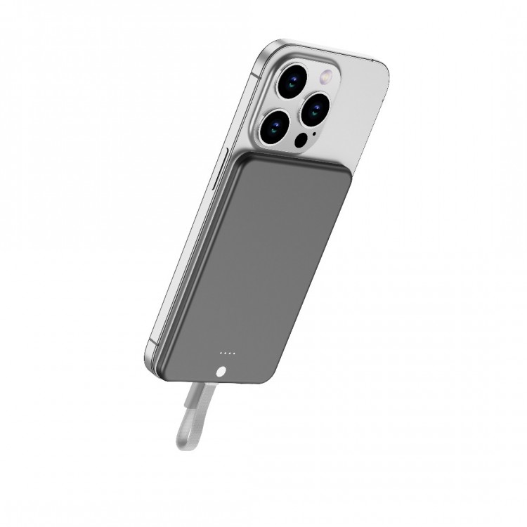 Mobile Origin Blade MAGSAFE Powerbank 3.000mAh ασύρματος Φορτιστ΄ής, με ενσωματωμένο USB-C καλώδιο - ΓΚΡΙ ΜΑΥΡΟ - PBB-3KC-GRY