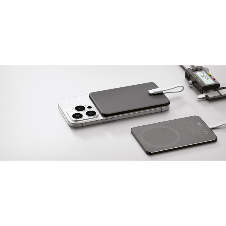 Mobile Origin Blade MAGSAFE Powerbank 3.000mAh ασύρματος Φορτιστ΄ής, με ενσωματωμένο USB-C καλώδιο - ΓΚΡΙ ΜΑΥΡΟ - PBB-3KC-GRY