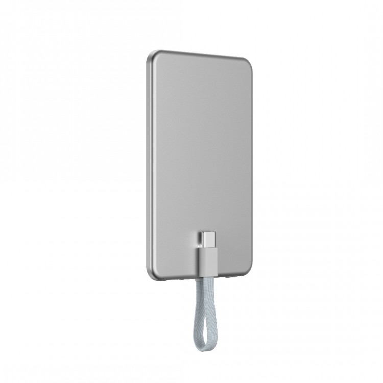 Mobile Origin Blade MAGSAFE Powerbank 3.000mAh ασύρματος Φορτιστ΄ής, με ενσωματωμένο USB-C καλώδιο - ΓΚΡΙ ΑΣΗΜΙ - PBB-3KC-SLV