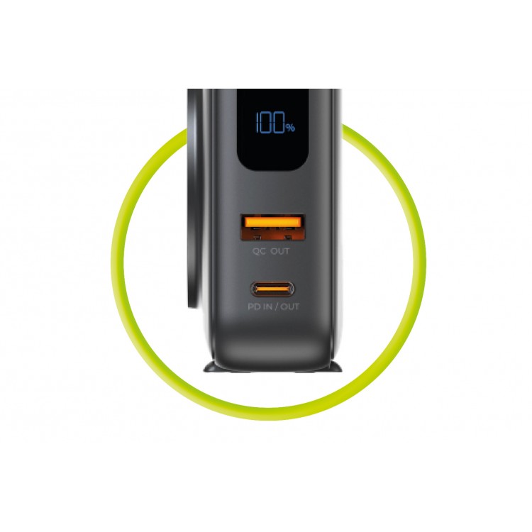 Mobile Origin 3-σε-1 Ασύρματος Φορτιστής Ταξιδιού & MAGSAFE Powerbank 10.000mAh, με Lightning και USB-C καλώδιο - ΜΑΥΡΟ - PBT-03L-BLK