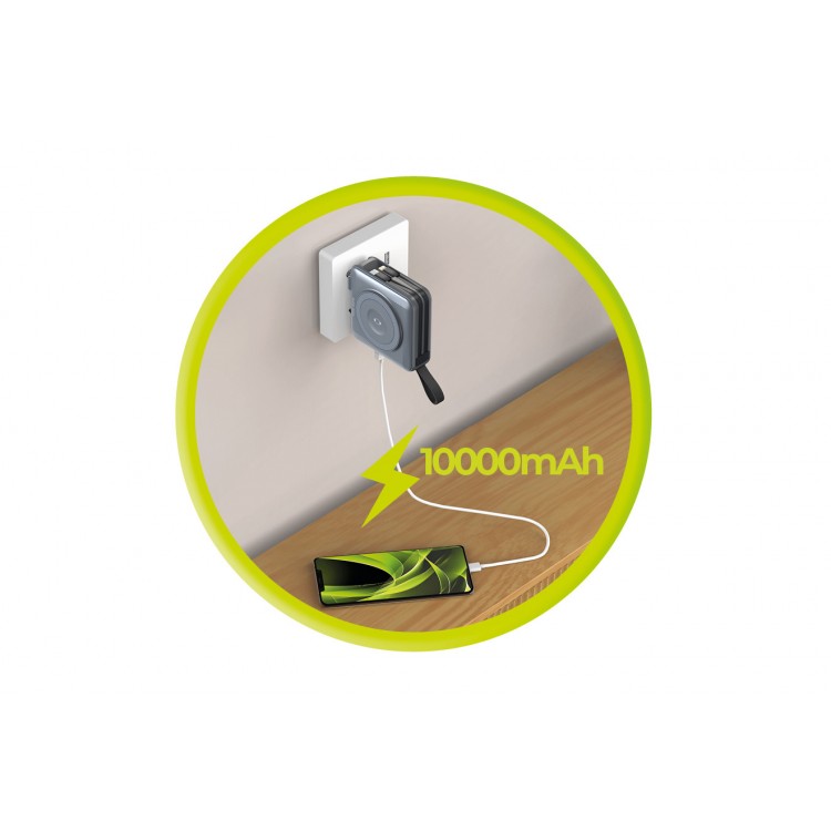 Mobile Origin 3-σε-1 Ασύρματος Φορτιστής Ταξιδιού & MAGSAFE Powerbank 10.000mAh, με Lightning και USB-C καλώδιο - ΓΚΡΙ - PBT-03L-GRY