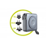 Mobile Origin 3-σε-1 Ασύρματος Φορτιστής Ταξιδιού & MAGSAFE Powerbank 10.000mAh, με Lightning και USB-C καλώδιο - ΓΚΡΙ - PBT-03L-GRY