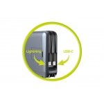 Mobile Origin 3-σε-1 Ασύρματος Φορτιστής Ταξιδιού & MAGSAFE Powerbank 10.000mAh, με Lightning και USB-C καλώδιο - ΓΚΡΙ - PBT-03L-GRY