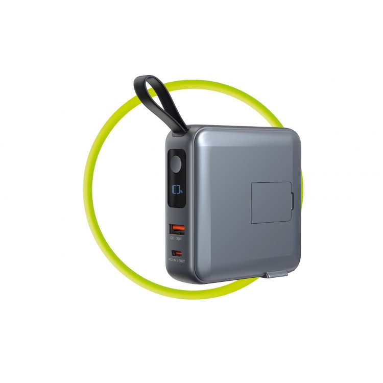 Mobile Origin 3-σε-1 Ασύρματος Φορτιστής Ταξιδιού & MAGSAFE Powerbank 10.000mAh, με Lightning και USB-C καλώδιο - ΓΚΡΙ - PBT-03L-GRY