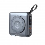 Mobile Origin 3-σε-1 Ασύρματος Φορτιστής Ταξιδιού & MAGSAFE Powerbank 10.000mAh, με Lightning και USB-C καλώδιο - ΓΚΡΙ - PBT-03L-GRY