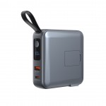 Mobile Origin 3-σε-1 Ασύρματος Φορτιστής Ταξιδιού & MAGSAFE Powerbank 10.000mAh, με Lightning και USB-C καλώδιο - ΓΚΡΙ - PBT-03L-GRY