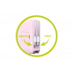 Mobile Origin 3-σε-1 Ασύρματος Φορτιστής Ταξιδιού & MAGSAFE Powerbank 10.000mAh, με Lightning και USB-C καλώδιο - ΡΟΖ - PBT-03L-PNK