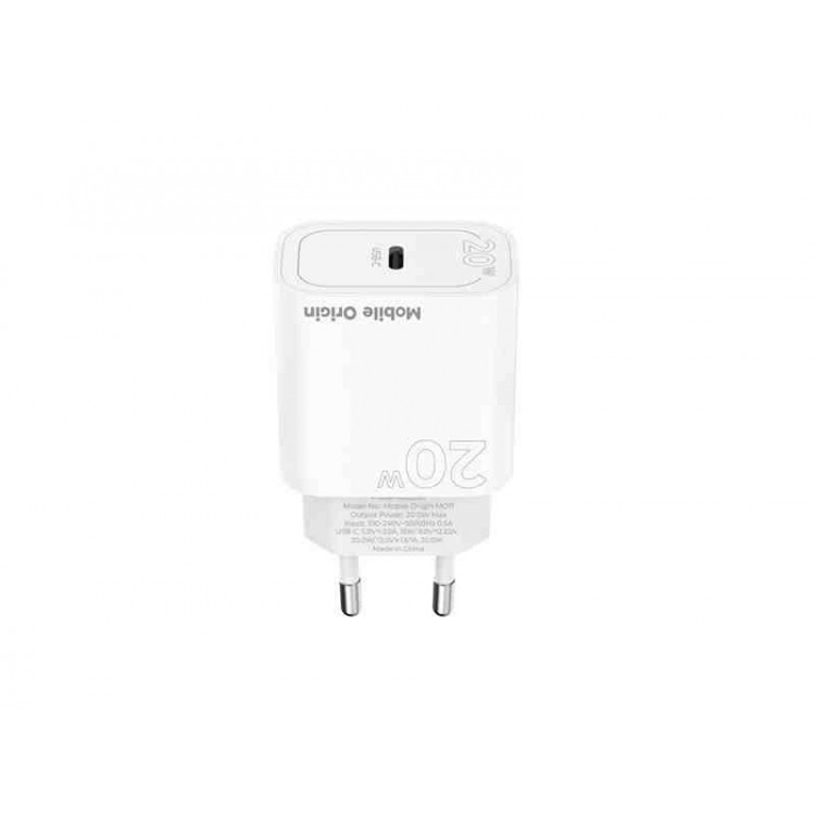 Mobile Origin 20W PD Φορτιστής τοίχου MO11, 1X USB-C , EU - ΛΕΥΚΟ - FRL-PD20W-MO11