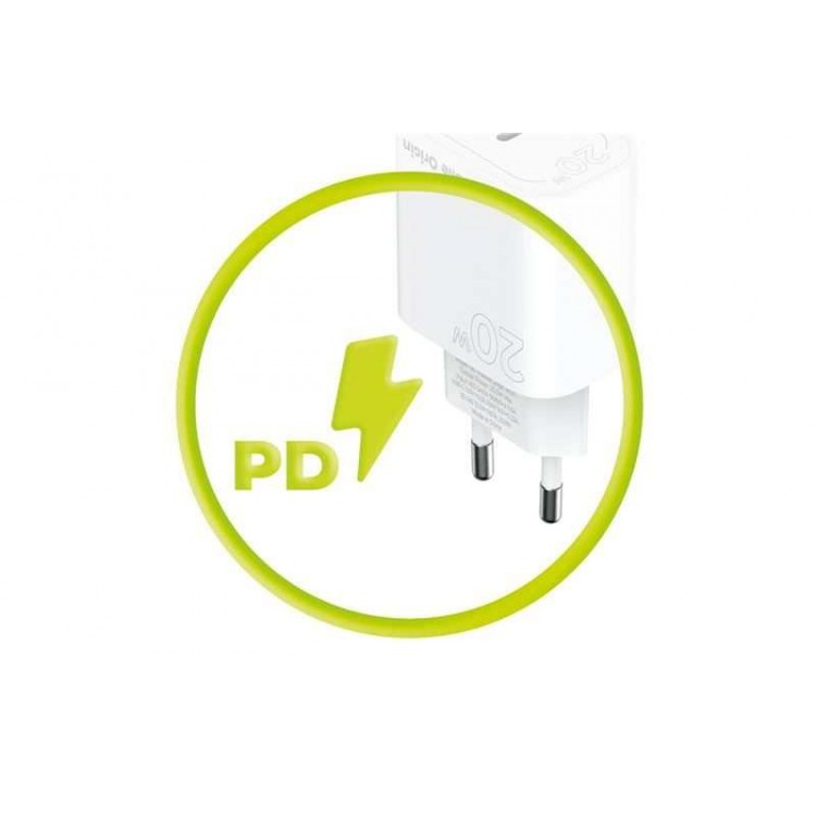 Mobile Origin 20W PD Φορτιστής τοίχου MO11, 1X USB-C , EU - ΛΕΥΚΟ - FRL-PD20W-MO11