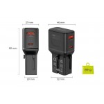 Mobile Origin Travel Φορτιστής ταξιδίου τοίχου 35W, UNIVERSAL - EU/US/UK/AU - ΜΑΥΡΟ - MO-PW25-BLK