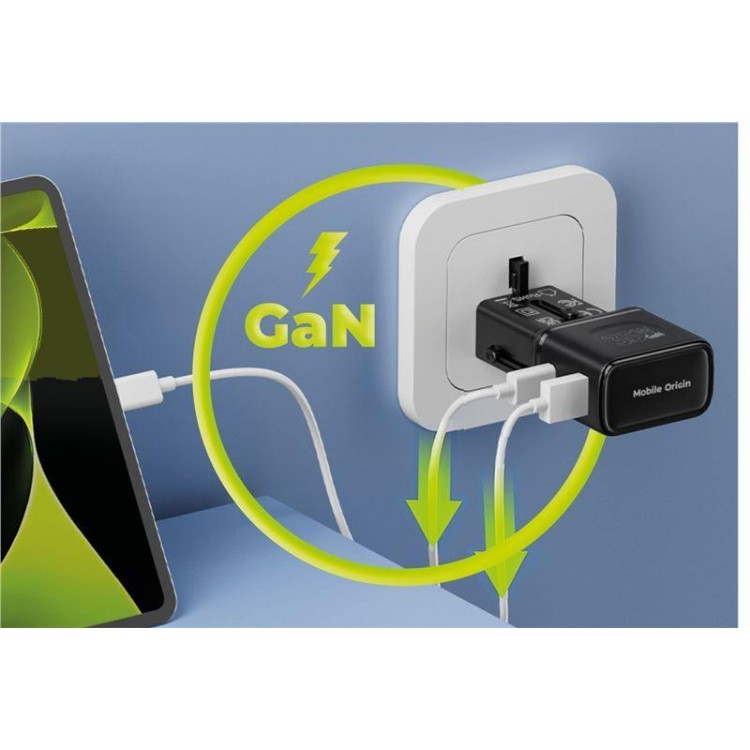 Mobile Origin Travel Φορτιστής ταξιδίου τοίχου 35W, UNIVERSAL - EU/US/UK/AU - ΜΑΥΡΟ - MO-PW25-BLK