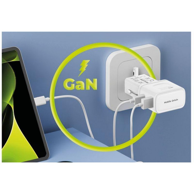 Mobile Origin Travel Φορτιστής ταξιδίου τοίχου 35W, UNIVERSAL - EU/US/UK/AU - ΛΕΥΚΟ - MO-PW25-WHT