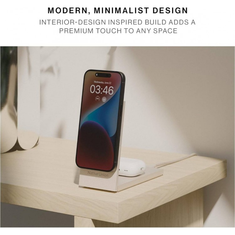 NATIVE UNION Rise 2-σε-1 Qi2 15W Αναδιπλούμενη Mαγνητική Βάση MagSafe Ασύρματης Φόρτισης - ΜΑΥΡΟ - NU-RS-2IN1-BLK