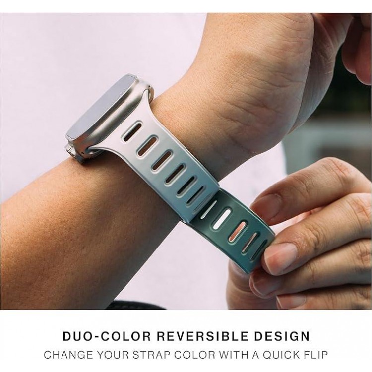 NATIVE UNION Active Μαγνητικό λουράκι Double-Sided Reversible Silicone για Apple Watch SERIES 11/10(42mm) , 9/8/7 (41mm) , 6/SE/5/4 (40mm) , 3/2/1 (38mm) - ΠΟΡΤΟΚΑΛΙ/ΜΠΕΖ (OXYFIRE) - NU-ACTBAND-AW-S-OXYS