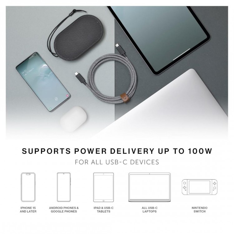 NATIVE UNION ECO Belt Καλώδιο USB-C σε USB-C 240W, 2.4μ. - Cosmos - NU-BELT-PRO2-COS-NP