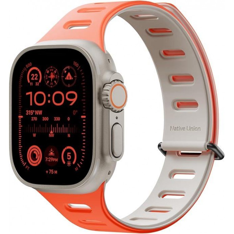 NATIVE UNION Active Μαγνητικό λουράκι Double-Sided Reversible Silicone για Apple Watch SERIES 11/10(42mm) , 9/8/7 (41mm) , 6/SE/5/4 (40mm) , 3/2/1 (38mm) - ΠΟΡΤΟΚΑΛΙ/ΜΠΕΖ (OXYFIRE) - NU-ACTBAND-AW-S-OXYS
