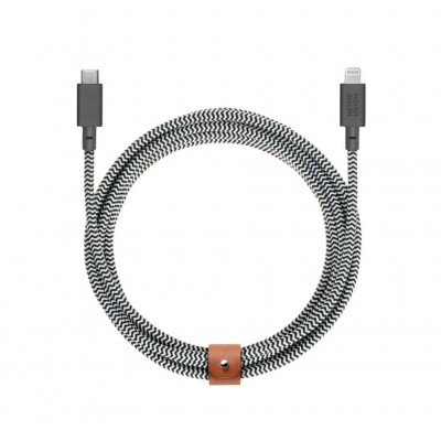 NATIVE UNION ECO Belt Καλώδιο USB-C σε Lightning, 3μ. - Zebra - NU-BELT-KV-CL-ZEB-3