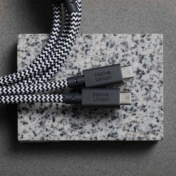 NATIVE UNION ECO DuPont™ Kevlar® fiber Belt 2-σε-1 Καλώδιο USB-C σε USB-C 140W, 2.0μ. - Zebra - NU-BELT-C-2C-ZEB
