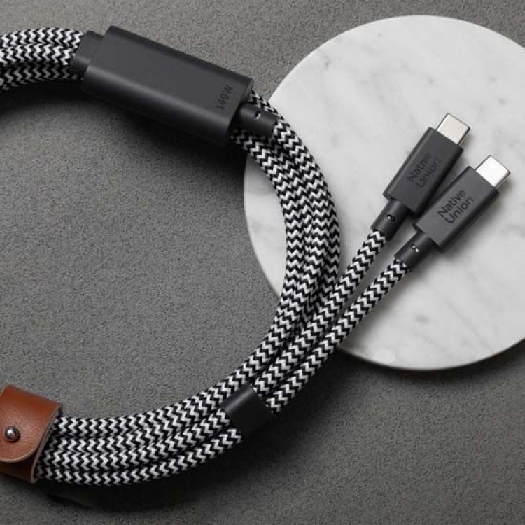 NATIVE UNION ECO DuPont™ Kevlar® fiber Belt 2-σε-1 Καλώδιο USB-C σε USB-C 140W, 2.0μ. - Zebra - NU-BELT-C-2C-ZEB