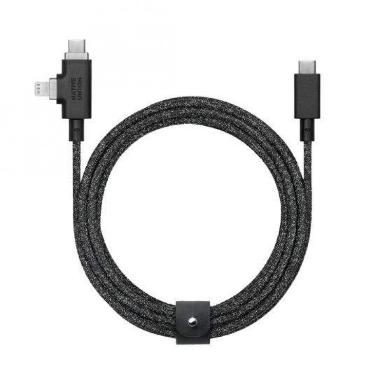 NATIVE UNION Belt Duo Pro Καλώδιο USB-C σε USB-C  & Lightning 240W, 2.4μ. - Cosmos - NU-BELT-PROCCL-COS-N