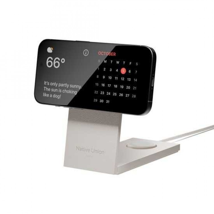 NATIVE UNION Rise 3-σε-1 Qi2 15W Αναδιπλούμενη Mαγνητική Βάση MagSafe Ασύρματης Φόρτισης - Sandstone ΓΚΡΙ - NU-RS-3IN1-SAN