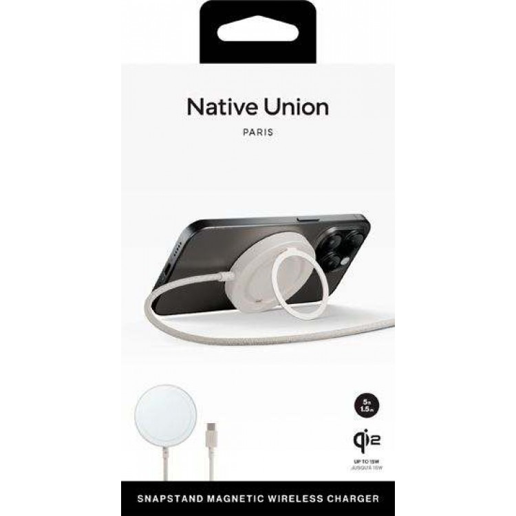 NATIVE UNION Qi2 SnapStand Magnetic Ασύρματος φορτιστής (1.5m) με Ενσωματωμένη βάση - Sandstone ΜΠΕΖ - NU-SNST-QI2-SAN 