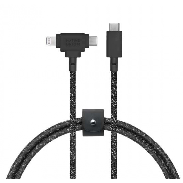 NATIVE UNION ECO Belt Καλώδιο Universal USB-C σε USB-C/Lightning 1.8μ. mfi για Apple iPhone - ΚΙΤΡΙΝΟ Kraft - NU-ECOBELT-CCL-KFT