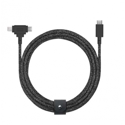 NATIVE UNION ECO Belt cable Universal USB-C to USB-C/Lightning 1.8m. mfi for Apple iPhone - BLACK Cosmo - NU-ECOBELT-CCL-COS