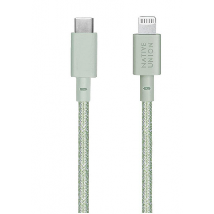 NATIVE UNION ECO Belt Καλώδιο USB-C σε Lightning 1.2μ. mfi για Apple iPhone - ΠΡΑΣΙΝΟ Sage - BELT-CL-GRN-2-NP