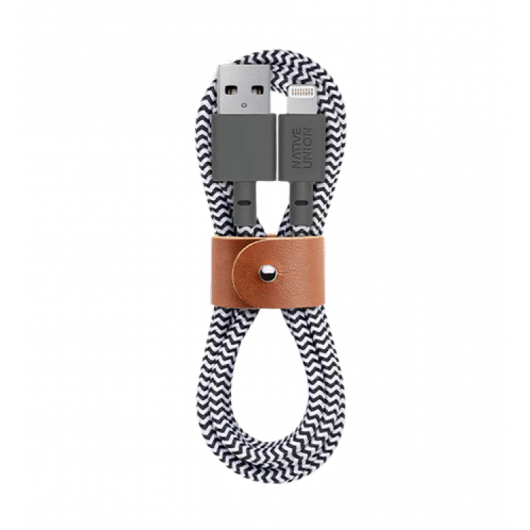 NATIVE UNION ECO Belt Καλώδιο USB-A σε Lightning, 3μ. - Zebra - NU-BELT-L-ZEB-3-NP