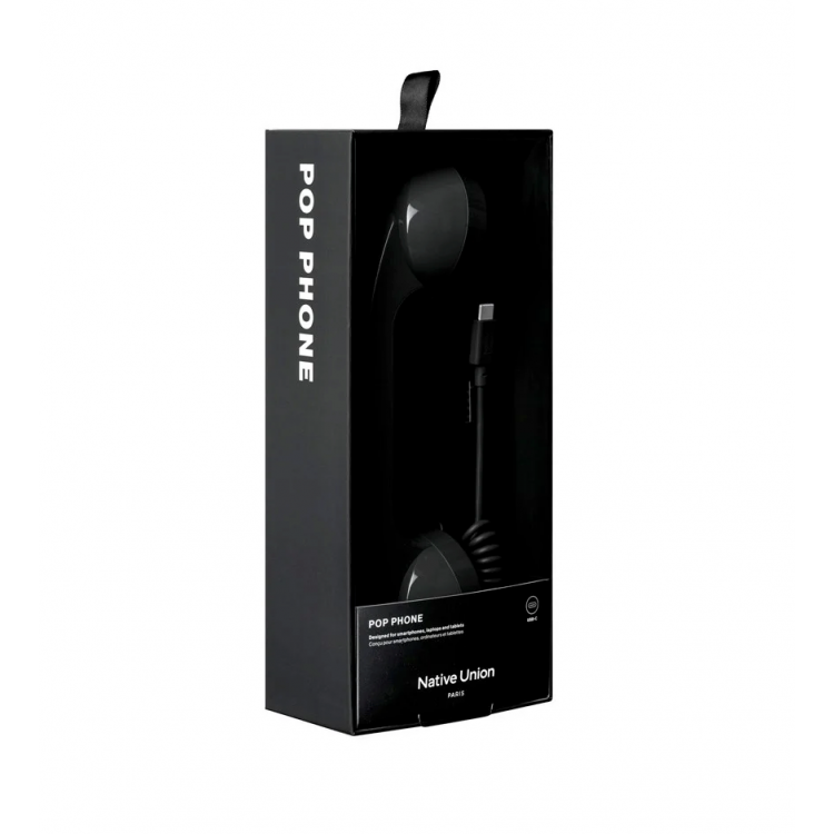 NATIVE UNION POP Phone Alarm USB-C ακουτικό τηλεφώνου με υψηλής ποιότητας μικρόφωνο/ακουστκό - ΜΑΥΡΟ - NU-POP-P-BLK