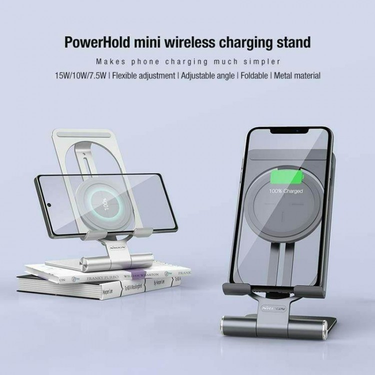 Nillkin Ασύρματη Βάση Φόρτιστης Αλουμινίου Qi 15W Fast Charge Edition για Smartphones - Silver - NKT01