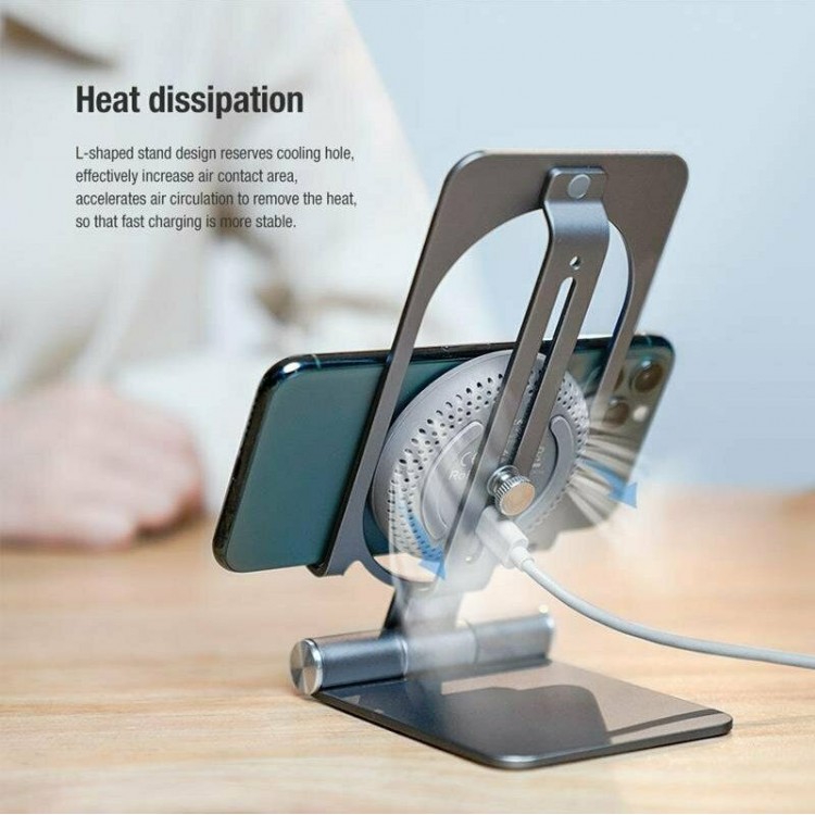 Nillkin Ασύρματη Βάση Φόρτιστης Αλουμινίου Qi 15W Fast Charge Edition για Smartphones - Silver - NKT01