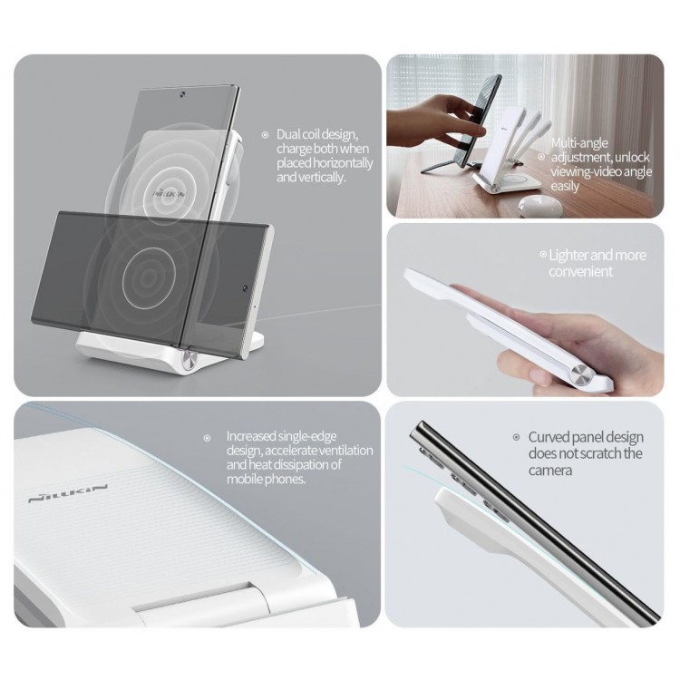 Nillkin Ασύρματη Βάση Φόρτιστης Qi, 3-σε-1, με 15W Fast Charge Edition για Smartphones + Garmin SmartWatch adapter - ΛΕΥΚΟ -  NLK879
