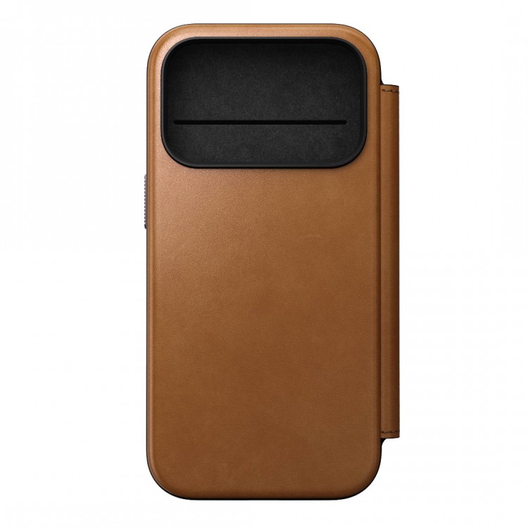NOMAD θήκη Πορτοφόλι δερμάτινη Modern Folio Rugged rustic MagSafe για Apple iPhone 17 PRO 6.3 2025 - English Tan ΚΑΦΕ - NM014179858
