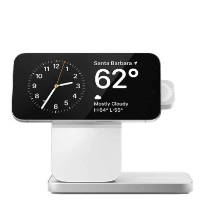 Nomad Base Stand ONE Max MagSafe 15W Ασύρματη Βάση Qi Φόρτισης 3 σε 1, για SmartPhones,AirPods και Apple Watch - ΑΣΗΜΙ ΛΕΥΚΟ - NM01332985